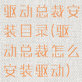 驱动总裁安装目录(驱动总裁怎么安装驱动)