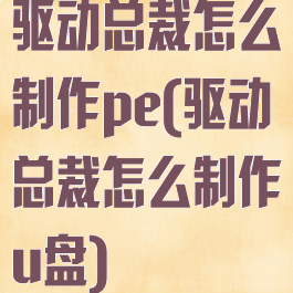 驱动总裁怎么制作pe(驱动总裁怎么制作u盘)
