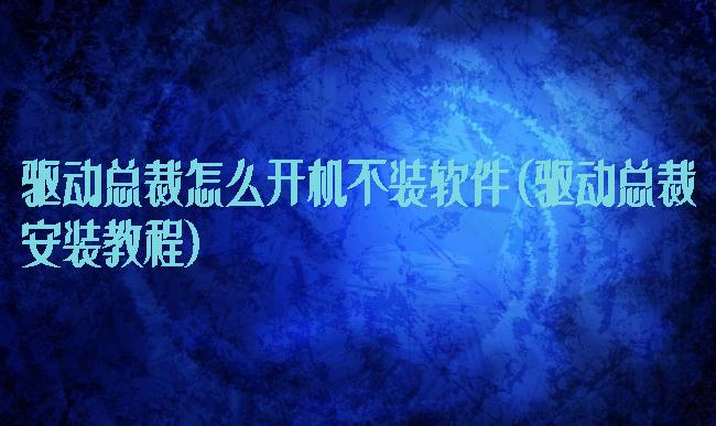 驱动总裁怎么开机不装软件(驱动总裁安装教程)