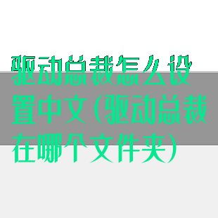 驱动总裁怎么设置中文(驱动总裁在哪个文件夹)