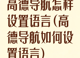 高德导航怎样设置语言(高德导航如何设置语言)