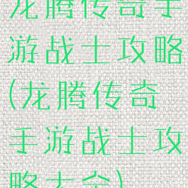龙腾传奇手游战士攻略(龙腾传奇手游战士攻略大全)