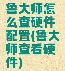 鲁大师怎么查硬件配置(鲁大师查看硬件)