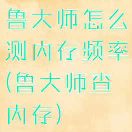 鲁大师怎么测内存频率(鲁大师查内存)