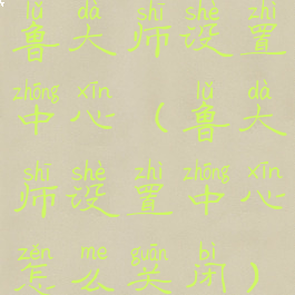 鲁大师设置中心(鲁大师设置中心怎么关闭)