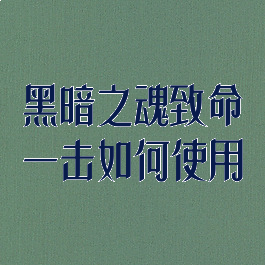 黑暗之魂致命一击如何使用