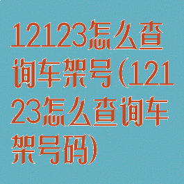 12123怎么查询车架号(12123怎么查询车架号码)