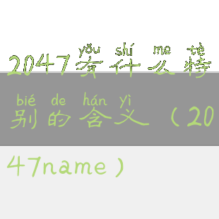 2047有什么特别的含义(2047name)