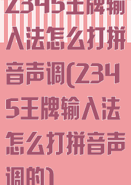 2345王牌输入法怎么打拼音声调(2345王牌输入法怎么打拼音声调的)