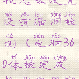 360安全体检怎么设置没有漏洞检测(电脑360体检完成不了怎么办)