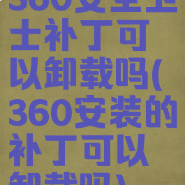 360安全卫士补丁可以卸载吗(360安装的补丁可以卸载吗)