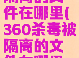 360杀毒被隔离的文件在哪里(360杀毒被隔离的文件在哪里可以找到)