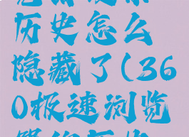 360极速浏览器搜索历史怎么隐藏了(360极速浏览器的历史在哪里)