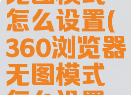 360浏览器无图模式怎么设置(360浏览器无图模式怎么设置出来)