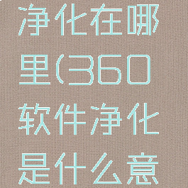360软件净化在哪里(360软件净化是什么意思)