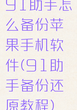 91助手怎么备份苹果手机软件(91助手备份还原教程)