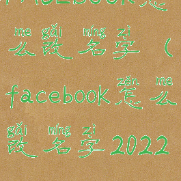 FACEBOOK怎么改名字(facebook怎么改名字2022)