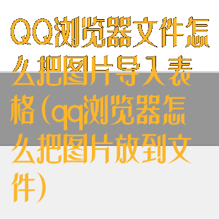 QQ浏览器文件怎么把图片导入表格(qq浏览器怎么把图片放到文件)