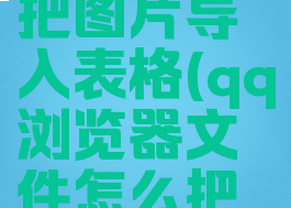 QQ浏览器文件怎么把图片导入表格(qq浏览器文件怎么把图片导入表格里面)