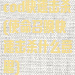 cod快速击杀(使命召唤快速击杀什么意思)
