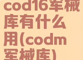 cod16军械库有什么用(codm军械库)