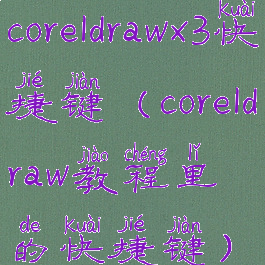 coreldrawx3快捷键(coreldraw教程里的快捷键)