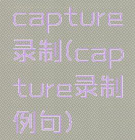 capture录制(capture录制例句)