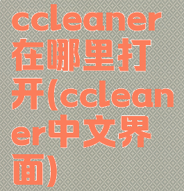 ccleaner在哪里打开(ccleaner中文界面)