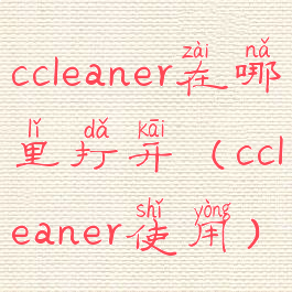 ccleaner在哪里打开(ccleaner使用)