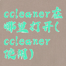 ccleaner在哪里打开(ccleaner使用)