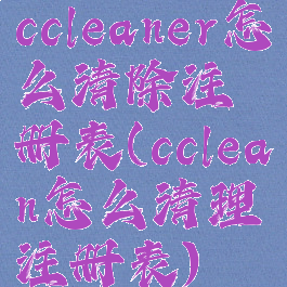 ccleaner怎么清除注册表(cclean怎么清理注册表)