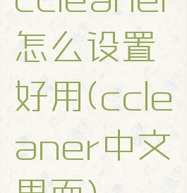 ccleaner怎么设置好用(ccleaner中文界面)