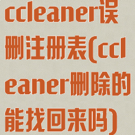 ccleaner误删注册表(ccleaner删除的能找回来吗)