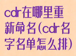 cdr在哪里重新命名(cdr名字名单怎么排)