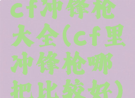 cf冲锋枪大全(cf里冲锋枪哪把比较好)