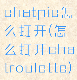 chatpic怎么打开(怎么打开chatroulette)