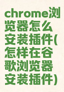 chrome浏览器怎么安装插件(怎样在谷歌浏览器安装插件)
