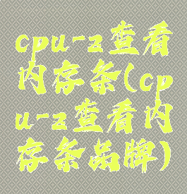 cpu-z查看内存条(cpu-z查看内存条品牌)