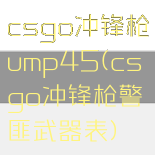 csgo冲锋枪ump45(csgo冲锋枪警匪武器表)