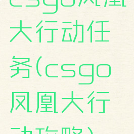csgo凤凰大行动任务(csgo凤凰大行动攻略)