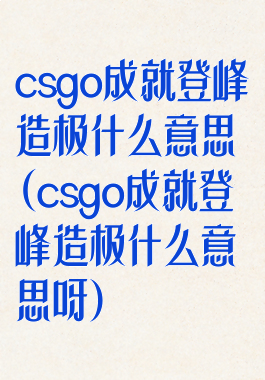 csgo成就登峰造极什么意思(csgo成就登峰造极什么意思呀)