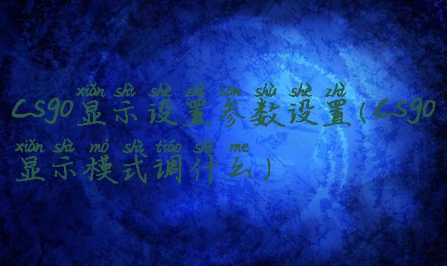 csgo显示设置参数设置(csgo显示模式调什么)