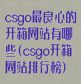 csgo最良心的开箱网站有哪些(csgo开箱网站排行榜)