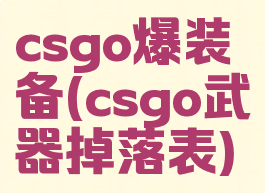 csgo爆装备(csgo武器掉落表)