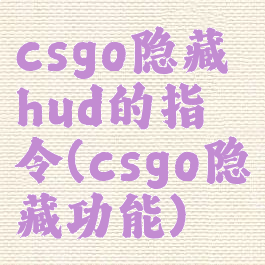 csgo隐藏hud的指令(csgo隐藏功能)