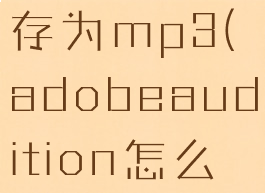 adobeaudition怎么存为mp3(adobeaudition怎么保存处理好的音频)