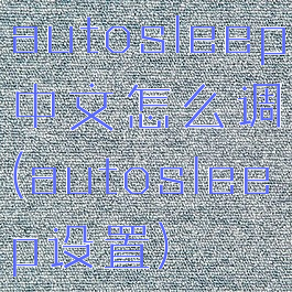 autosleep中文怎么调(autosleep设置)