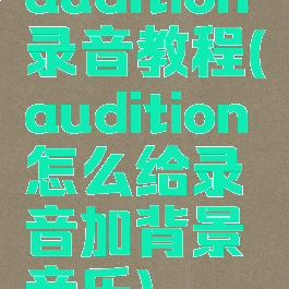 audition录音教程(audition怎么给录音加背景音乐)