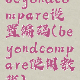 beyondcompare设置编码(beyondcompare使用教程)