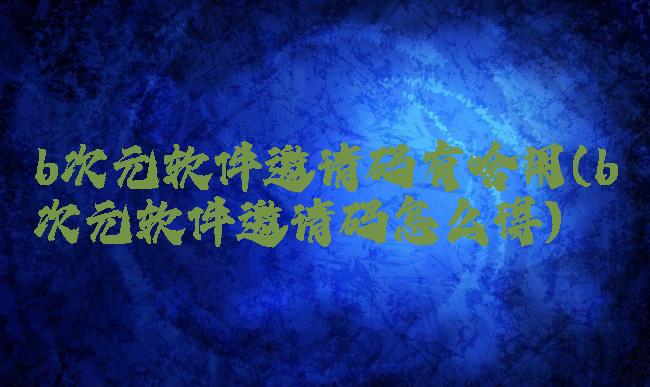 b次元软件邀请码有啥用(b次元软件邀请码怎么得)